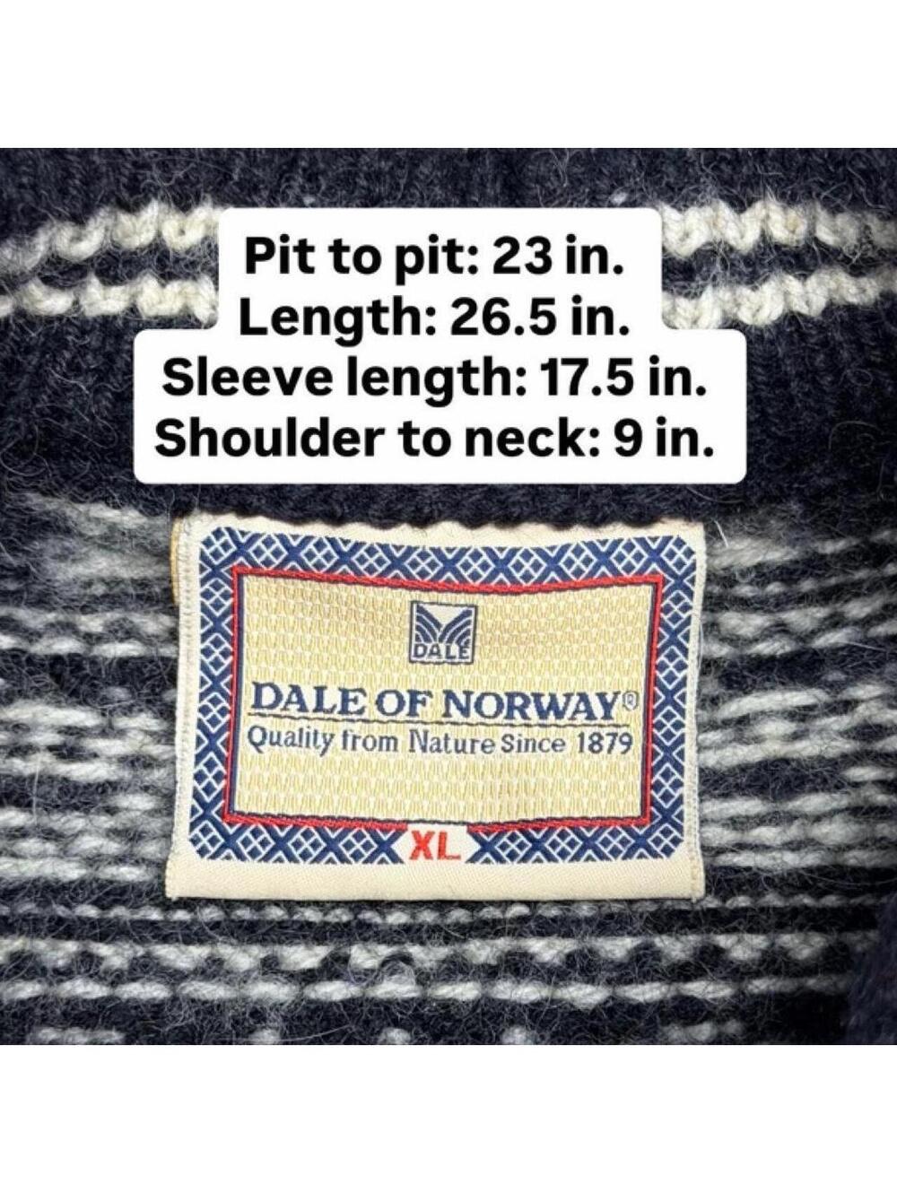 VTG 90s Dale of Norway Black and White Nordic Fair Isle Norwegian Wool Sweater - Picture 2 of 8
